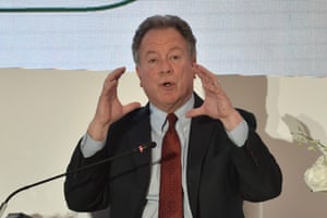 Executive director of the world food programme David Beasley takes part in a panel discussion during the Riyadh International Humanitarian Forum in Saudi Arabia on March 1.
