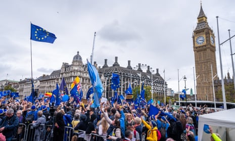 Thousands of pro-European supporters in London yesterday