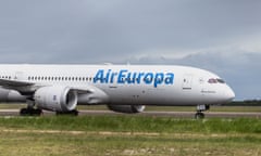 white plane with 'Air Europa' on side in blue letters
