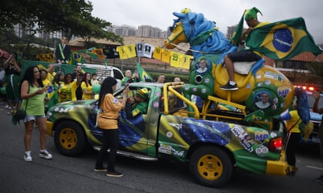 Bolsonaro supporters gather in front one of the president’s homes in Barra da Tijuca, Rio de Janeiro on 2 October 2022.