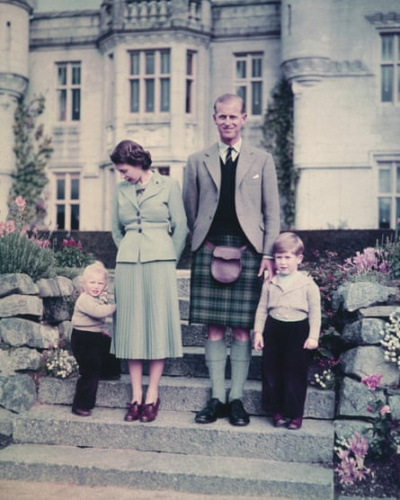 Queen Elizabeth II and Prince Philip, Duke of Edinburgh with their two young children