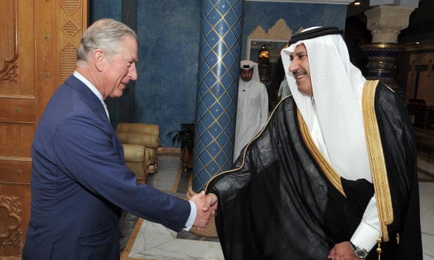 The Prince of Wales with Sheikh Hamad bin Jassim al-Thani near Doha, Qatar