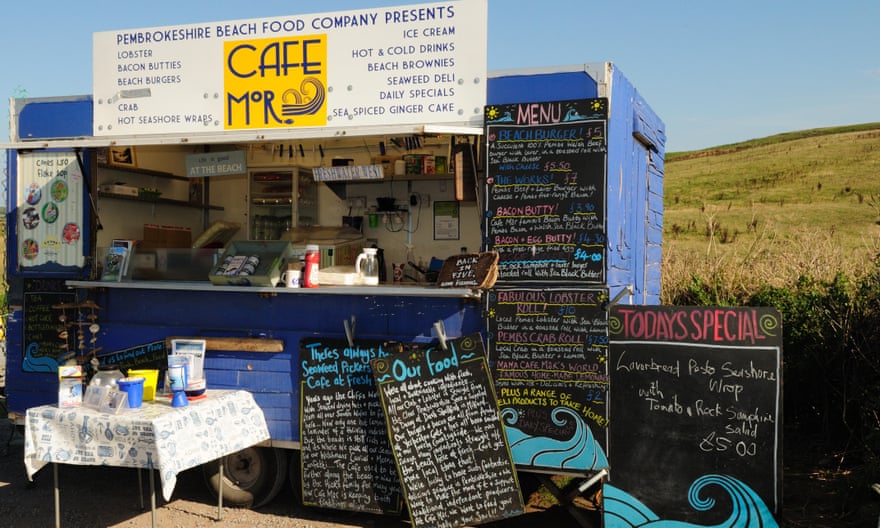 Mobile cafe at Freshwater West Pembrokeshire Wales