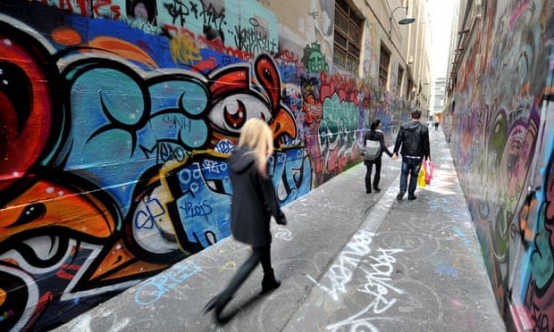 Union Lane in Melbourne, one of the city’s best-known street art sites.