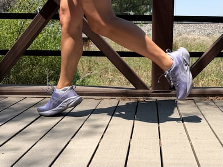 A person wearing Asics Novablast 5 running.