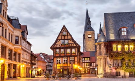 Half-timbered house on Market Square of Quedlinburg.