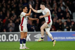 England’s Raffi Quirke (right) and Marcus Smith celebrate.