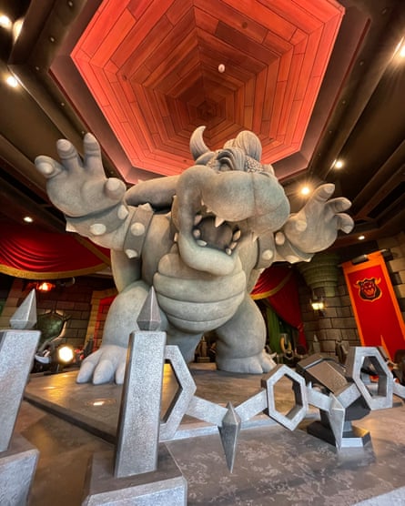 Mock turtle… a statue of Bowser in his villain's lair