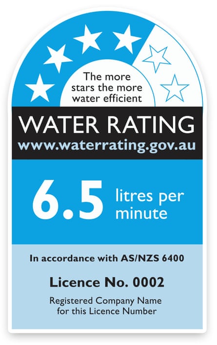 An Australian label showing water efficiency and usage
