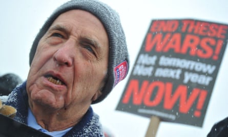 Daniel Ellsberg speaking at an anti-war protest at the White House in Washington, DC, in 2010.