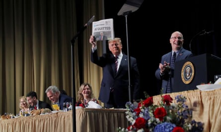 Trump addresses the National Prayer Breakfast in Washington after his impeachment acquittal.