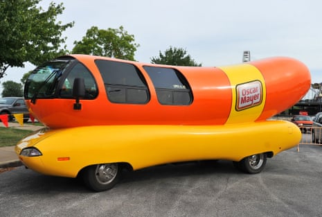 The Wienermobile makes a stop in Davenport, Iowa, in 2020.