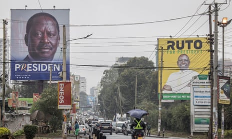 Election posters for Raila Odinga and William Ruto in Nairobi. Kenya goes to the polls on Tuesday.