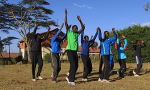 Double Olympic 800m champion David Rudisha leads a training session at St Patrick’s high school in Iten, Kenya, in February 2012.