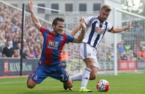 James Morrison, in action here against Crystal Palace in 2015, said of Roy Hodgson: ‘He was very interesting, like one of those experienced men you see in a pub sometimes who you can go to for a chat.’