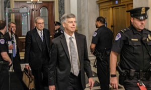 Bill Taylor leaves Capitol Hill on October 22 after testifying before house committees.