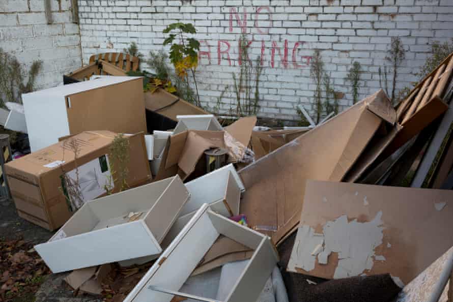 Flytipped boxes, furniture and domestic possessions dumped on a single parking space in London last year.
