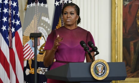 Michelle Obama speaks at the White House on Wednesday.