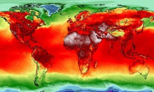 A global heat map shows how temperatures are soaring across the planet during the summer of 2018.