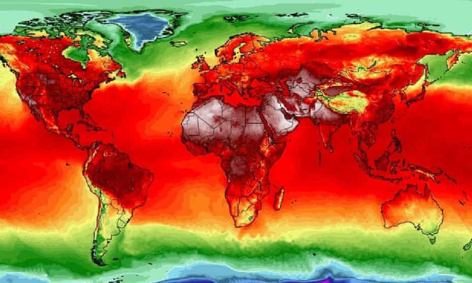 This global heat map from July 2018 shows how temperatures are soaring across the planet.
