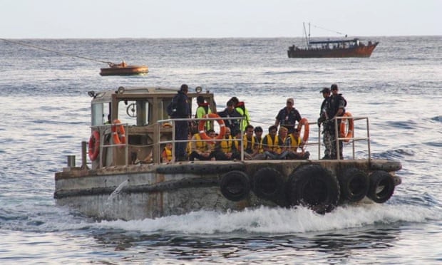 A boat carrying asylum seekers to Australia