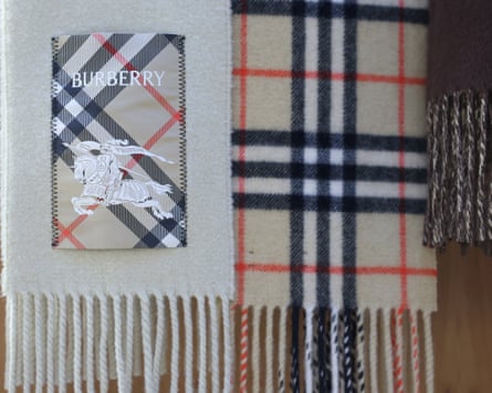 A Burberry scarf displayed at the Burberry store in Regent Street, London, in September