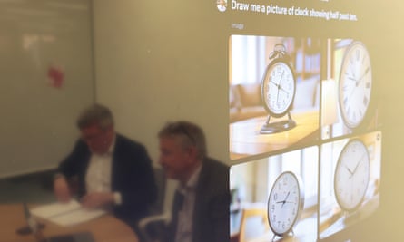 Pictures of clocks produced by AI