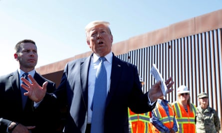Trump visits a section of the US-Mexico border wall in Otay Mesa on 18 September.