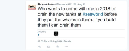 Tweets by activist Thomas Jones, who is allegedly Paul McComb, a SeaWorld employee.