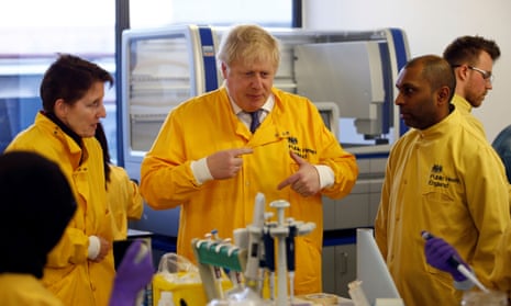 Boris Johnson at the Public Health England National Infection Service in Colindale, March 2020