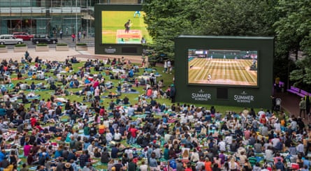 Crowds watch tennis and cricket on big screens
