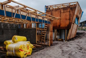 Construction site at The Cape, a sustainable residential development in Cape Paterson, Victoria.