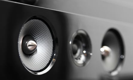 Close up of a generic black soundbar