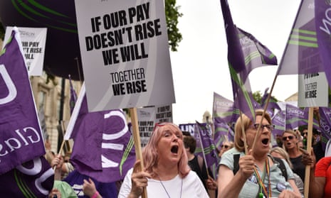 A rally organised in central London demanding action on the costs of living crisis and higher wages in June