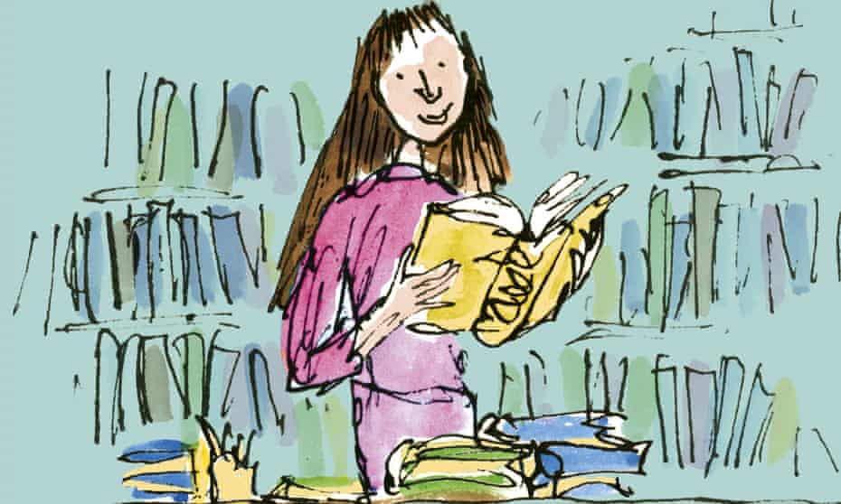 Matilda at the British Library in one of Quentin Blake’s new sketches