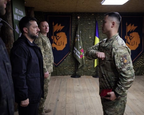 Ukrainian president Volodymyr Zelenskyy visits a military command post near Lyman in the Donetsk region of eastern Ukraine.