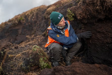 Morag Angus examines the layers of peat on Dartmoor.