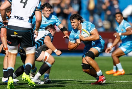 Kane James of Exeter Chiefs in action in a friendly against Cardiff Blues