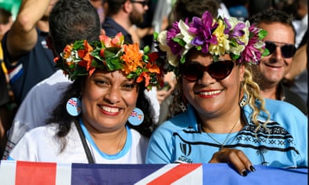 Fiji supporters during the Rugby World Cup Pool C match between Australia and Fiji at Stade Geoffroy-Guichard in Saint-Étienne, France, Monday, September 18,2023. (AAP Image/Andrew Cornaga/via Photosport) NO ARCHIVING, EDITORIAL USE ONLY