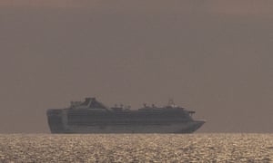 The Grand Princess cruise ship floats off the coast of California.