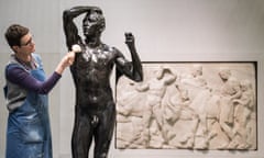 Blockbuster encounter … a conservator from the British Museum dusts Auguste Rodin’s The Age of Bronze (1877).
