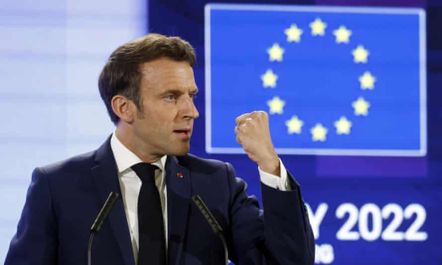 French president Emmanuel Macron delivers a speech during the Conference on the Future of Europe, in Strasbourg, eastern France.