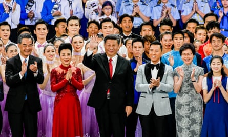 Xi Jinping at a variety show to celebrate the handover anniversary.