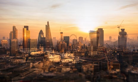 Multilayered panorama of London city skyline