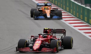 F1: Hamilton reaches 100 wins with success at Russian Grand Prix – live reaction! | Sport 5 Carlos Sainz loses the lead to Lando Norris of McLaren .