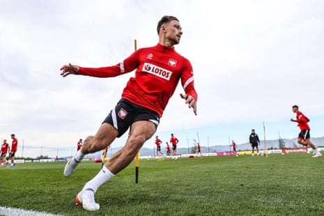 Matty Cash training with Poland in Spain on Tuesday before their game in Andorra.