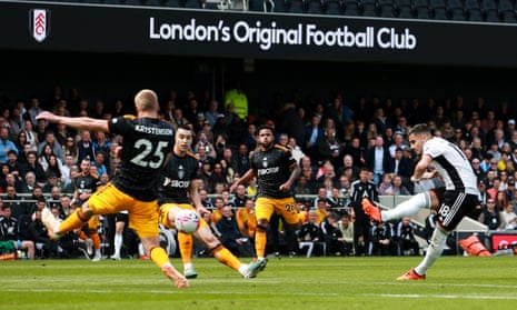 Andreas Pereira of Fulham takes a shot on goal.