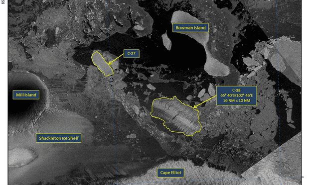 Satellite data shows iceberg C-38 has calved, meaning chunks of ice have broken off from the glacier
