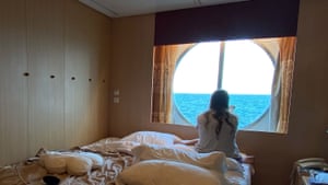 Caio Saldanha in his cabin on the Celebrity Infinite