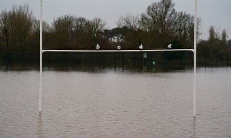 Flooding on the playing fields at King’s School in Worcester, following heavy rainfall.